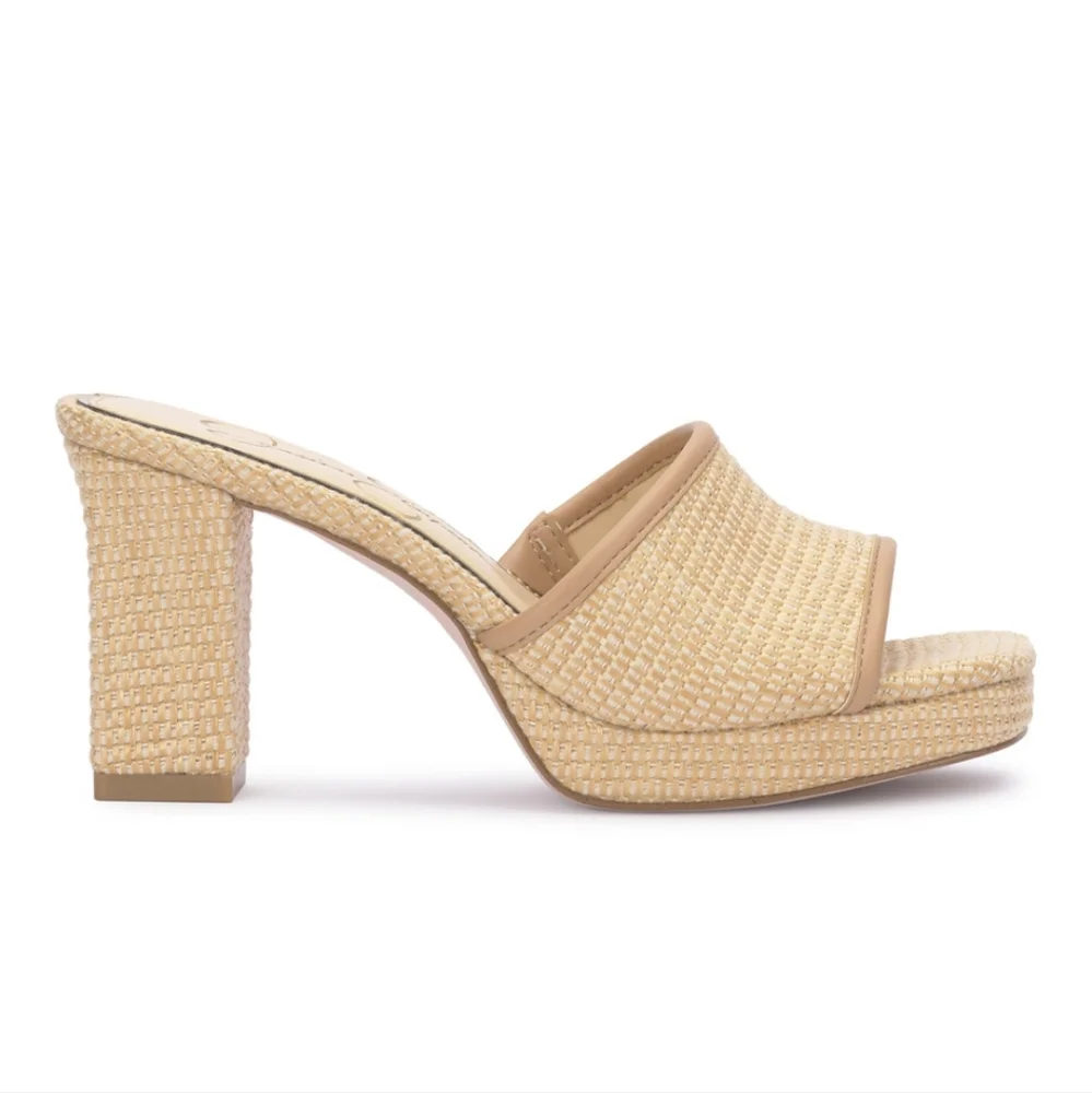 Jessica Simpson Natural Elyzza Leather Sandal, 9.5 - Picture 2 of 7